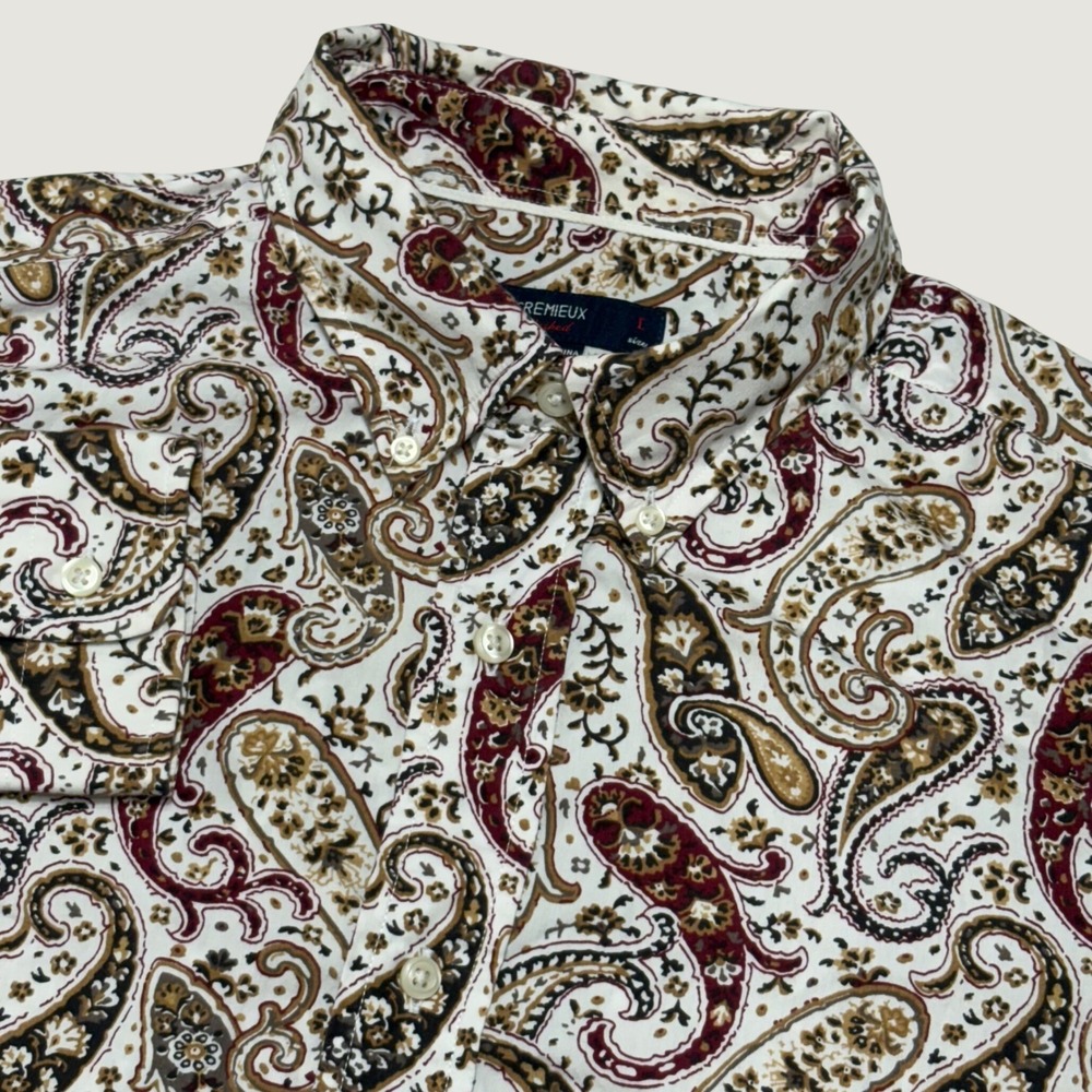 Cremieux Paisley Button Down Shirt Mens Large Multicolor Cotton Long Sleeve Top